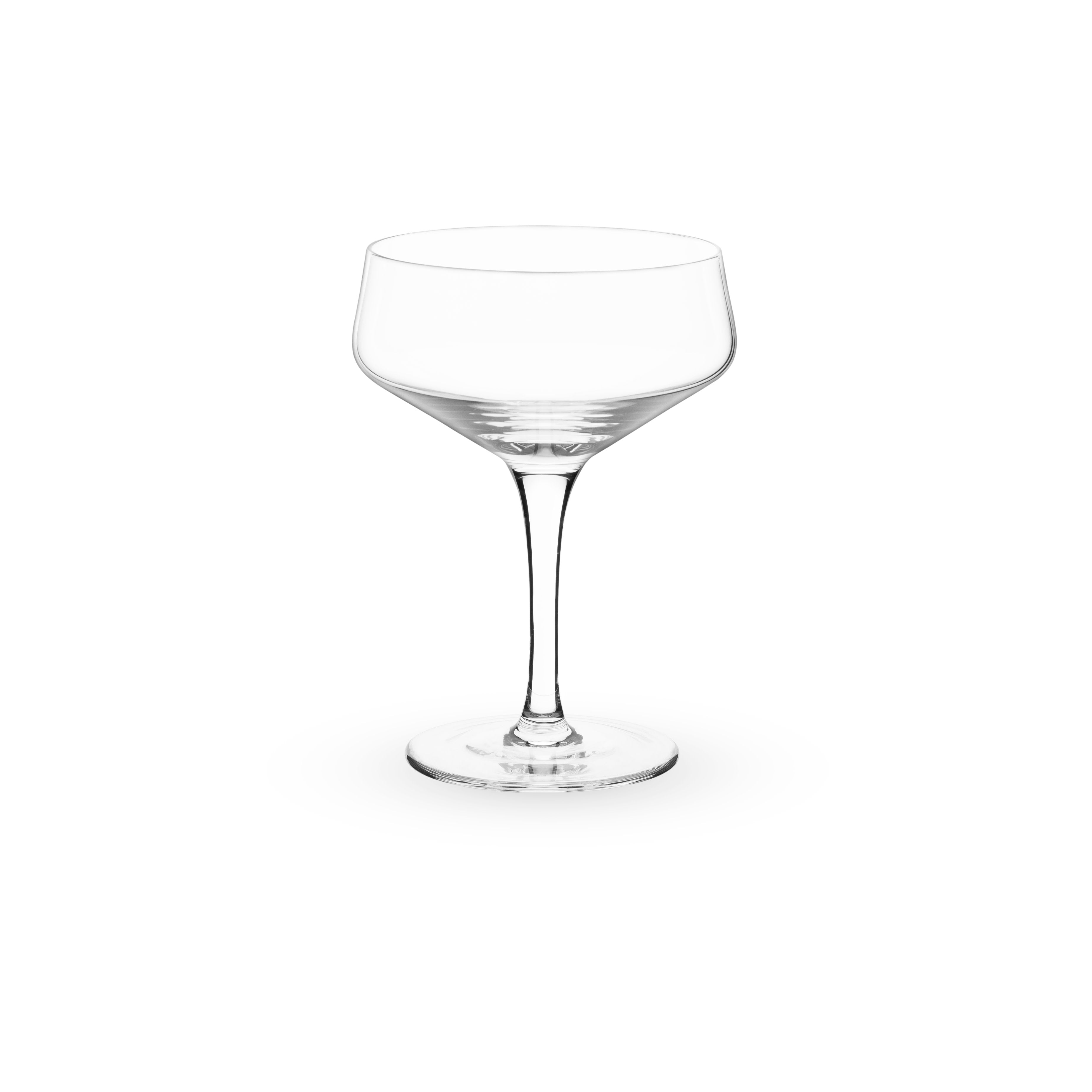 Viski Admiral Stemmed Cocktail Glasses, Faceted Lead-Free Crystal Short  Footed Coupes For Bar Carts, 9 Oz, Set Of 2