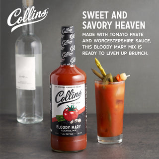 JUST ADD VODKA TO CREATE THE PERFECT BLOODY MARY - Collins Classic Bloody Mary mix is the ideal balance of flavor. Just serve over ice in a nice big highball glass, Collins glass or pint glass. Recipe and recommended usage ratios included on each bottle.