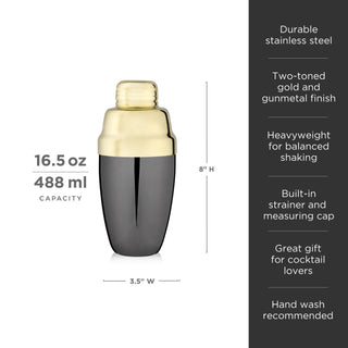 Heavyweight Cocktail Shaker in Black & Gold