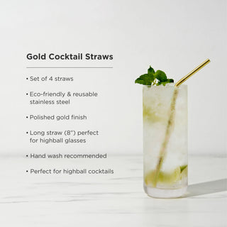 GOLD METAL STRAWS MAKE GREAT GIFT FOR HOME BARTENDERS - Give these beautiful stainless steel straws as a gift to home bartenders, cocktail lovers, and more. Makes a great housewarming, wedding, birthday, and Christmas gift for anyone building their bar cart.
