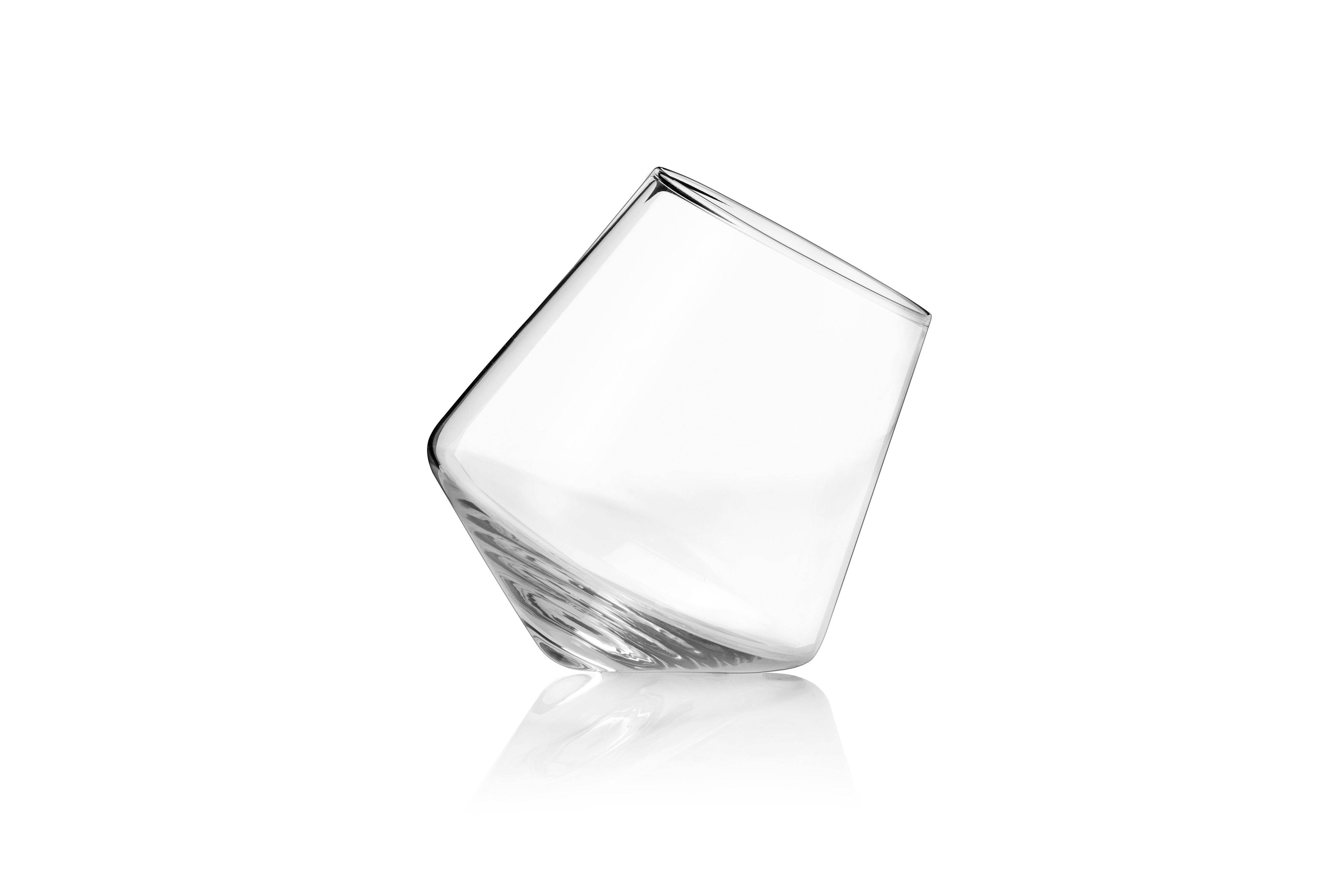 Viski Raye Faceted Crystal Wine Glasses Set of 2, No-Lead Premium Crystal  Clear Glass, Modern Stemless, Wine Glass Gift Set, 20