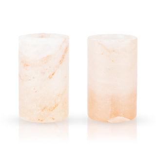 PINK HIMALAYAN SALT SHOT GLASSES - A twist on the classic shot glass, this set of pink salt shot glasses enhance your favorite tequila or mezcal. Accent your liquor with a slight touch of salt and taste the difference in the flavor. 