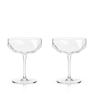 Seneca Faceted Coupe Glasses Set of 2