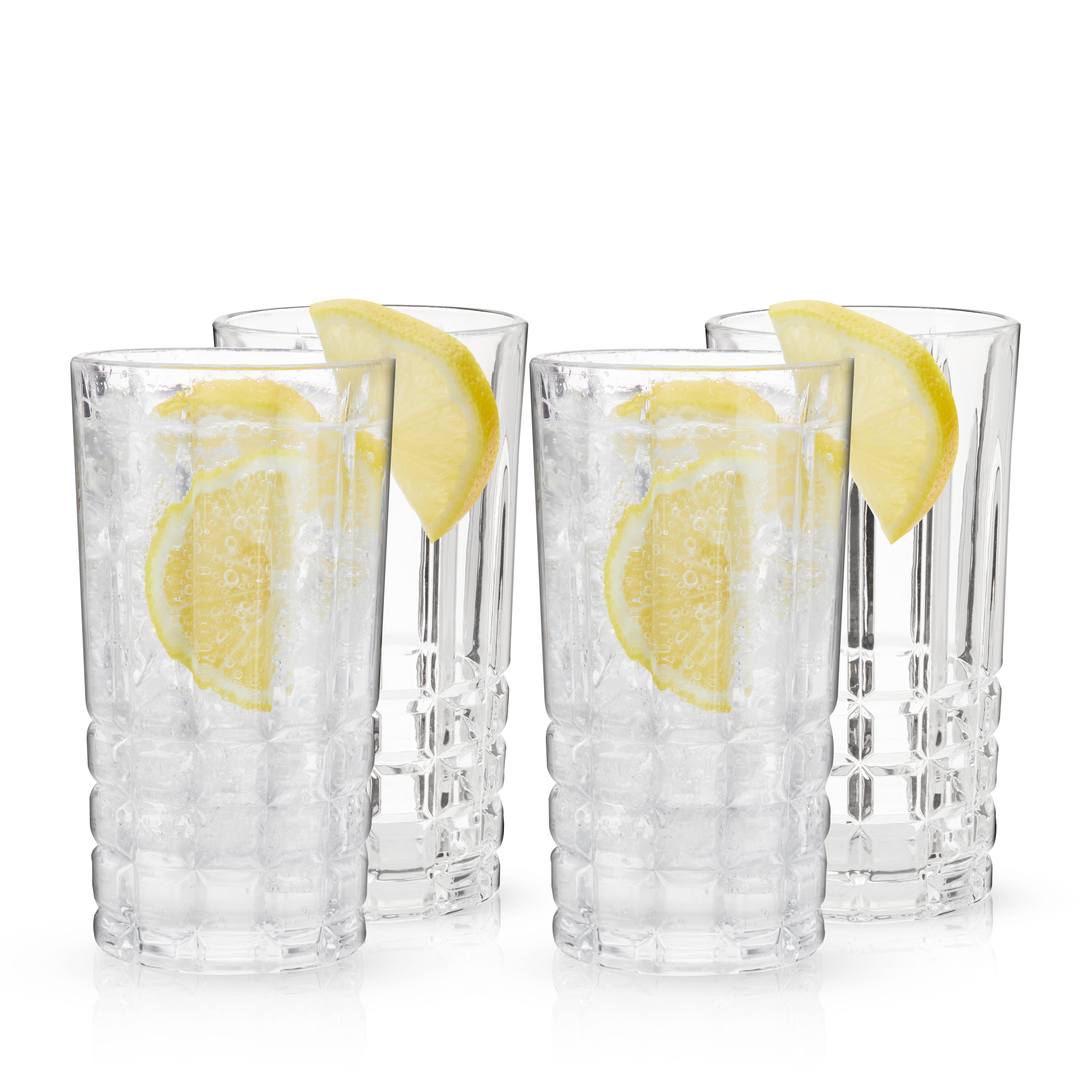 Viski Admiral Crystal Highball Glasses - Fancy Tall Drinking Glass for  Water and Cocktails, Bulk Glassware Gift Set of 12, 9 Oz
