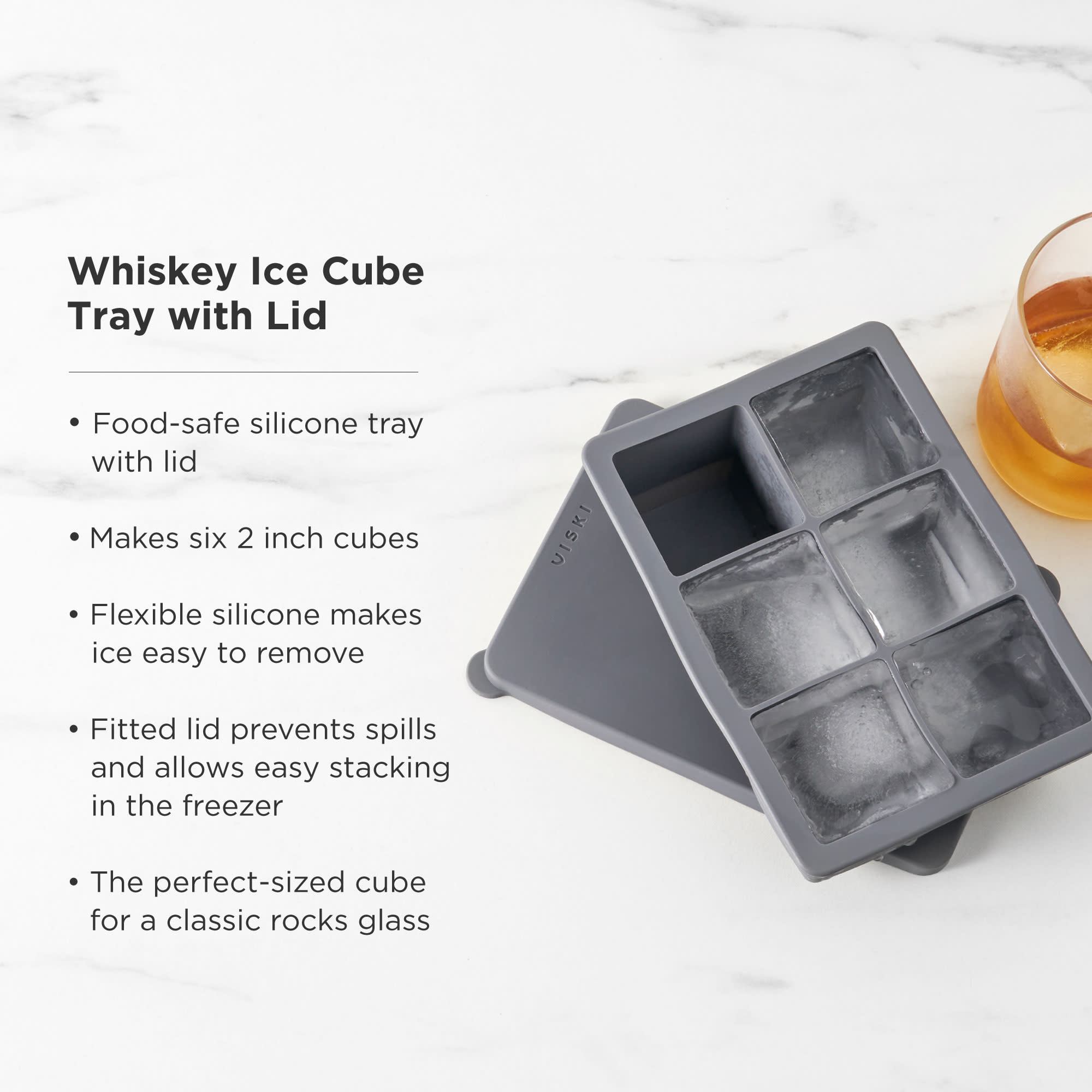 Nax Caki Large Ice Cube Tray with Lid, Stackable Big Silicone Square Ice  Cube Mold for Whiskey Cocktails Bourbon Soups Frozen Treats, Easy Release  BPA