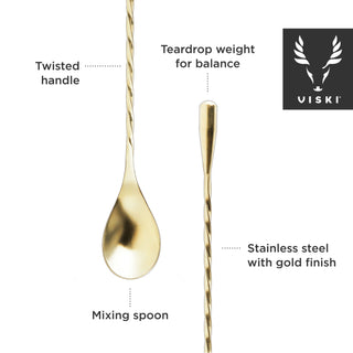 STAINLESS STEEL - Get a classic, stylish barware look with a reliable bar spoon. This bar spoon has plenty of length to use comfortably even in large mixing glasses at 15.75 inches long, or 40 cm, but is slender enough for easy storage.