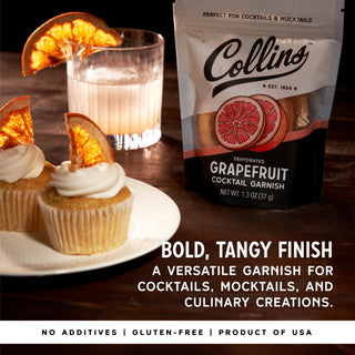 CULINARY TOPPING – Collins Dehydrated Grapefruit Slices are versatile enough to be used as a culinary garnish for salads, desserts, or any dish that needs a citrusy twist.