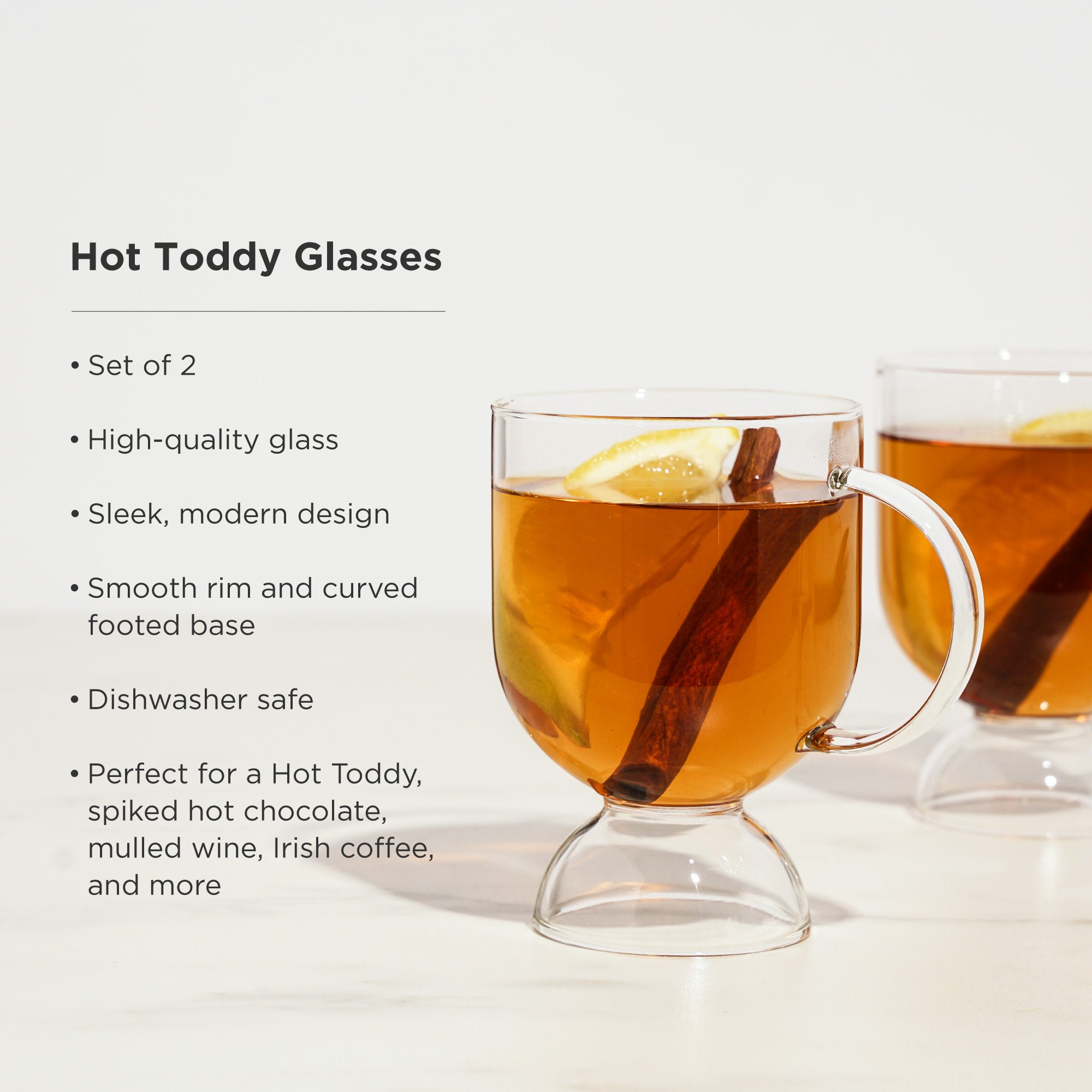 Hot Toddy Glasses Set of 2 Clear Mugs 