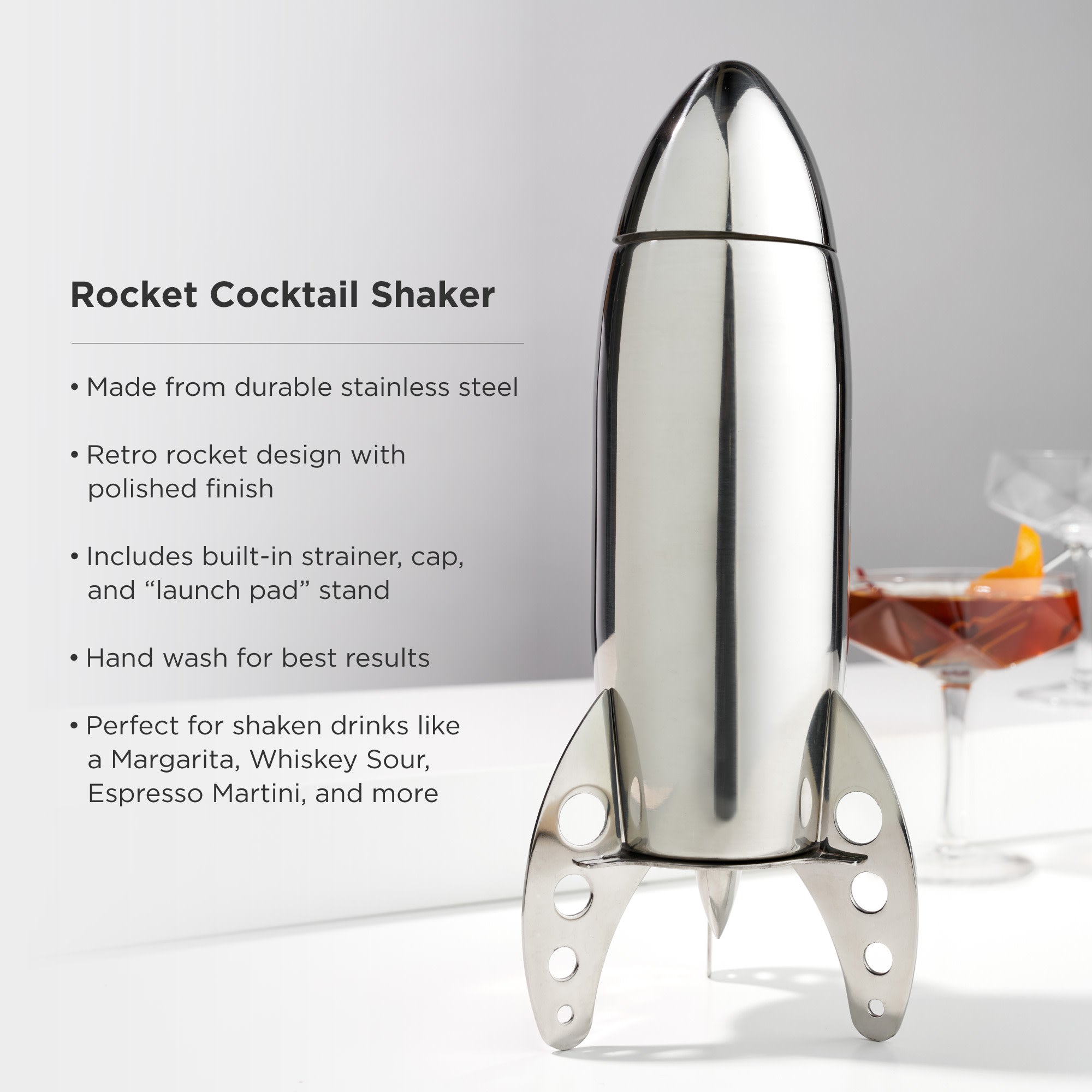 Cocktail Shaker Mixer - Stainless Steel Bar Set Kit - Drink Bartender Tools  - Professional Cocktail Maker - Shaker/Cocktail Strainer/Measure