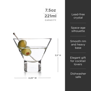 Raye Heavy Base Crystal Stemless Martini Glasses Set of 4