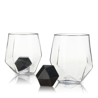 KEEP YOUR WHISKEY PERFECTLY CHILLED AND UNCUT - With two large hexagonal whiskey stones made of black basalt, this is a set that is as fun to look at as it is to sip out of. To keep your whiskey perfectly chilled, store your stones in the freezer. This keeps them ice cold for when you’re ready to use them. Then add them to your whiskey tumbler and pour your favorite libation. Enjoy the perfectly chilled and uncut sip.