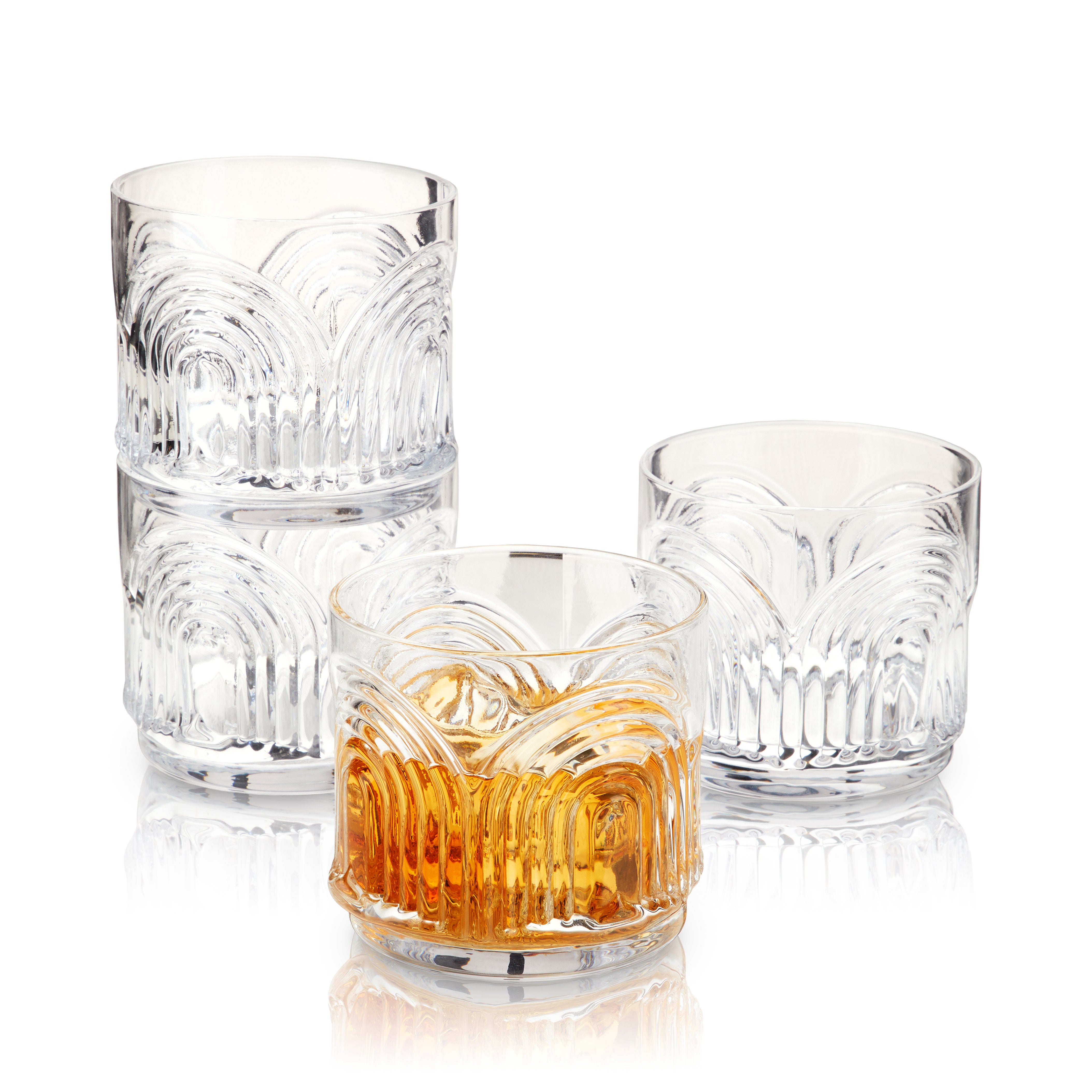 Royalty Art Kinsley Lowball Whiskey Glasses Set, 8 Long-Stem Tumbler, Tall  Goblet Style Glassware for