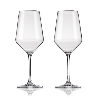 Raye Angled Crystal Bordeaux Glasses Set of 2