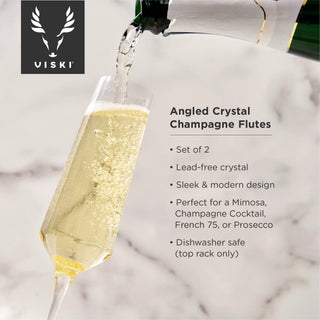 Raye Angled Crystal Champagne Flutes Set of 2