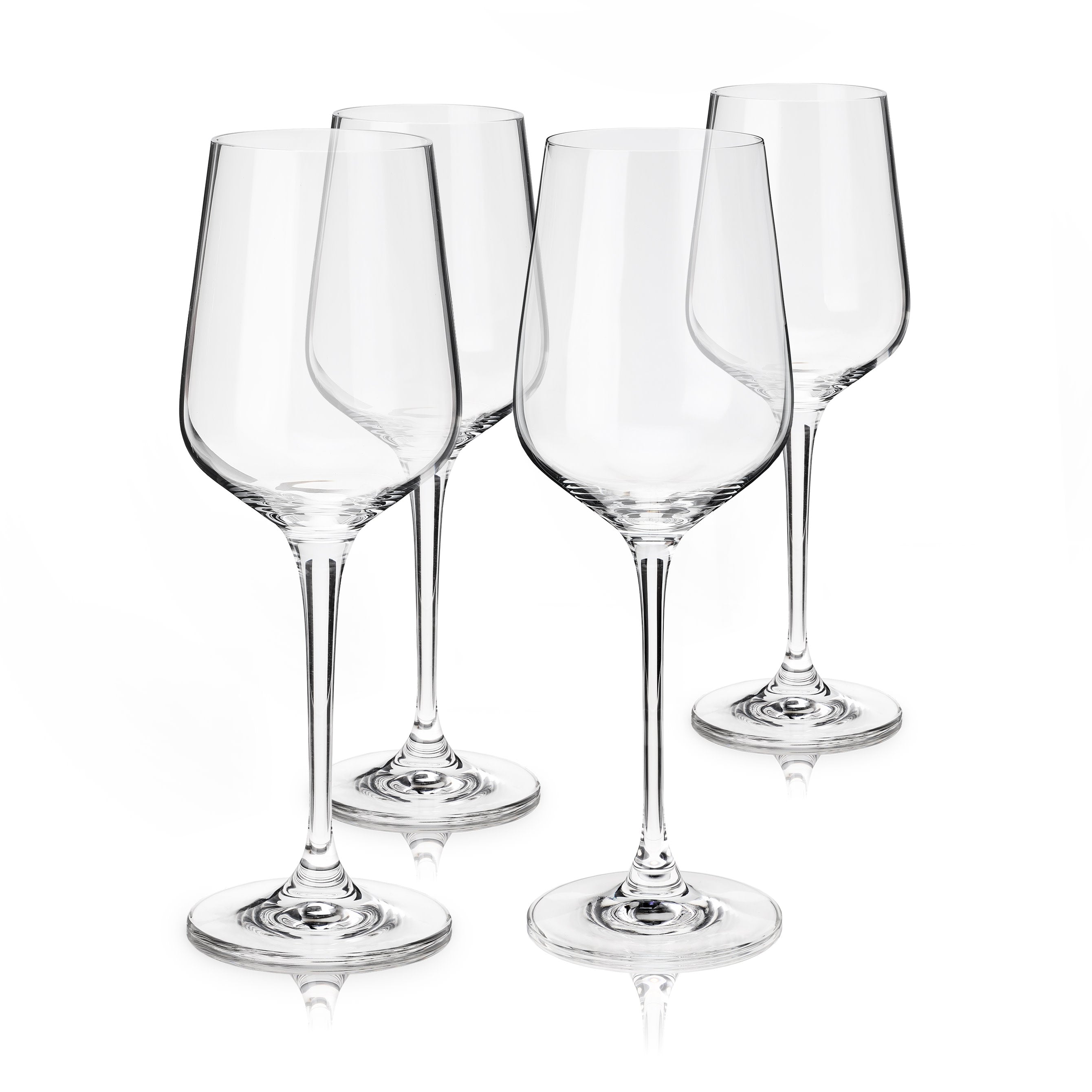 Viski Reserve Inez Crystal Wine Glasses for Chardonnay, Sauvignon Blanc, and Rosé Wine, Elegant Glassware for Wedding Gifts, Anniversary, Birthday Gifts, Home Bar Essentials, 15 oz, Set of 4