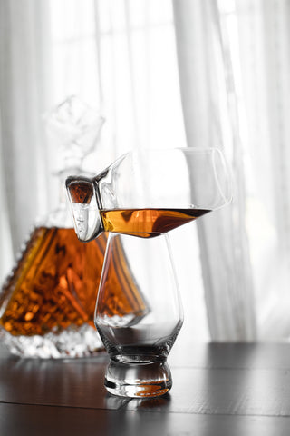 Viski Heavy Base Stemless Martini Glasses Set of 2 - Premium  Short Crystal Cocktail Glass Gift Set, 7.5 oz.: Mixed Drinkware Sets