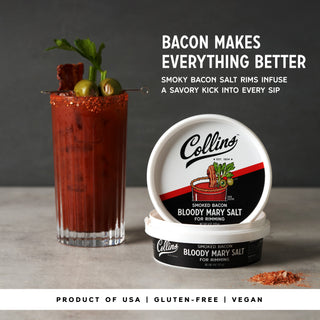 BLOODY MARY ACCESSORIES – Make your Bloody Mary bar stand out with this smoked bacon rimming salt. Made with real ingredients, it adds a hit of smoky seasoning to your glass, complementing your other garnishes and cocktail flavors.