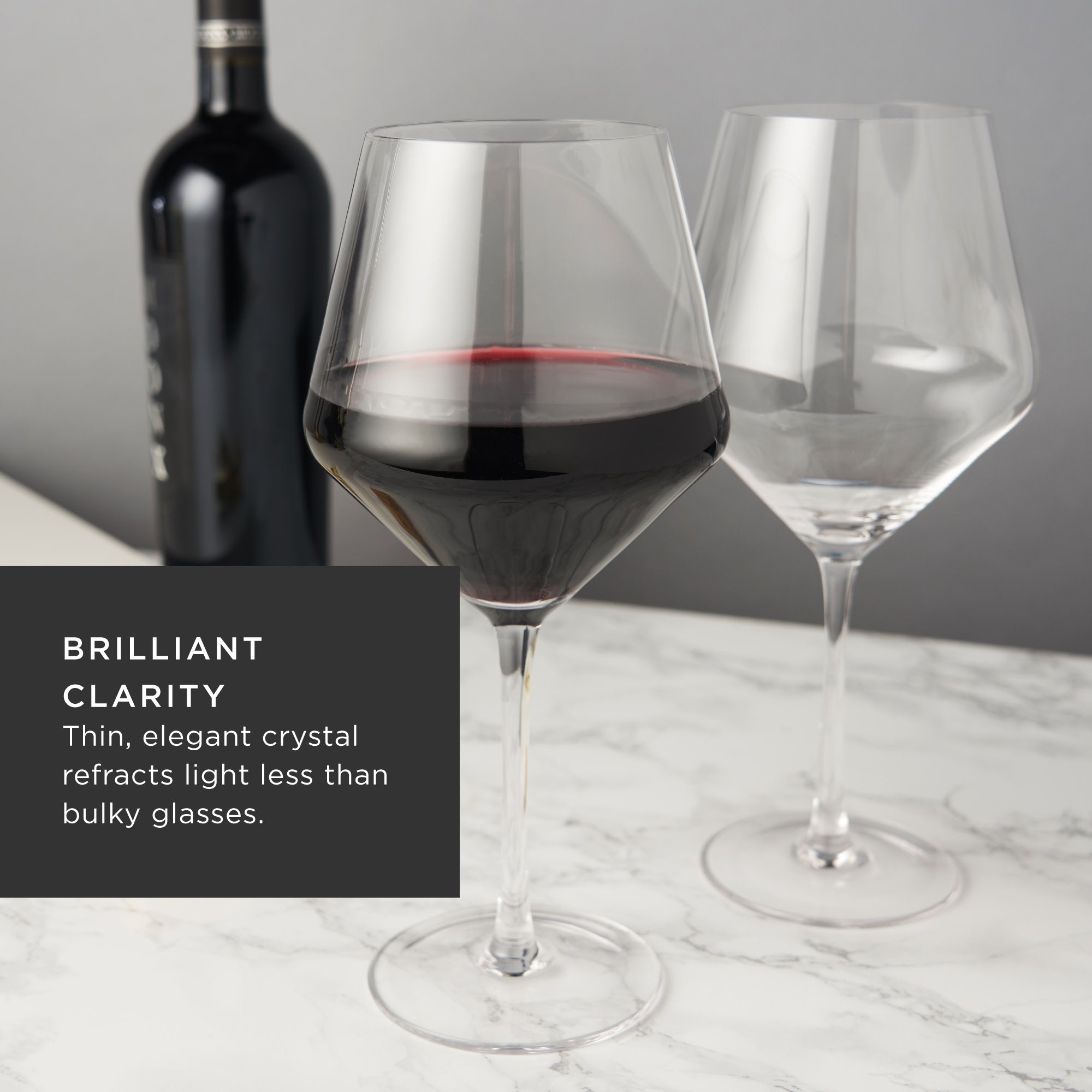 Viski Reserve Inez Crystal Burgundy Glasses, Crystal Red Wine Glasses,  European Made Glassware, Stemmed Wine Glass Set, 31 Oz, Set of 4