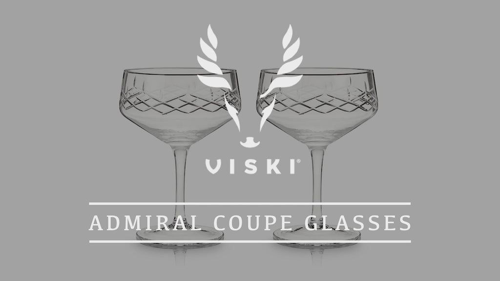 Viski Admirl Stemmed Cocktail Glasses, Vintage Drinkware  Perfect for Gin & Tonic, Spritz, and Manhattans, Crystal Glassware, Set of  2, 9oz: Martini Glasses