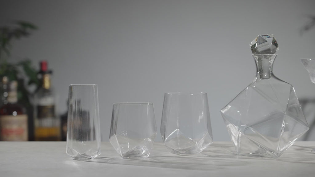Viski Seneca Diamond Martini Glasses - Faceted Crystal Martini Glasses  Stemmed Cocktail Glassware - 11 Oz Martini Glasses Set of 2