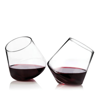 TWO ROLLING WINE GLASSES – This beautiful pair of wine glasses will enhance your finest vintages. Designed to bring the best out of any red or white wine, this gorgeous, captivating glassware stands out from the crowd.