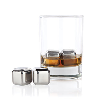 SIP IN STYLE WITH STAINLESS STEEL ICE CUBES - Chill your cocktails with metal whiskey rocks. Designed to chill your wine or drinks without watering them down, these polished metal refreezable ice cubes will enhance your sipping experience.