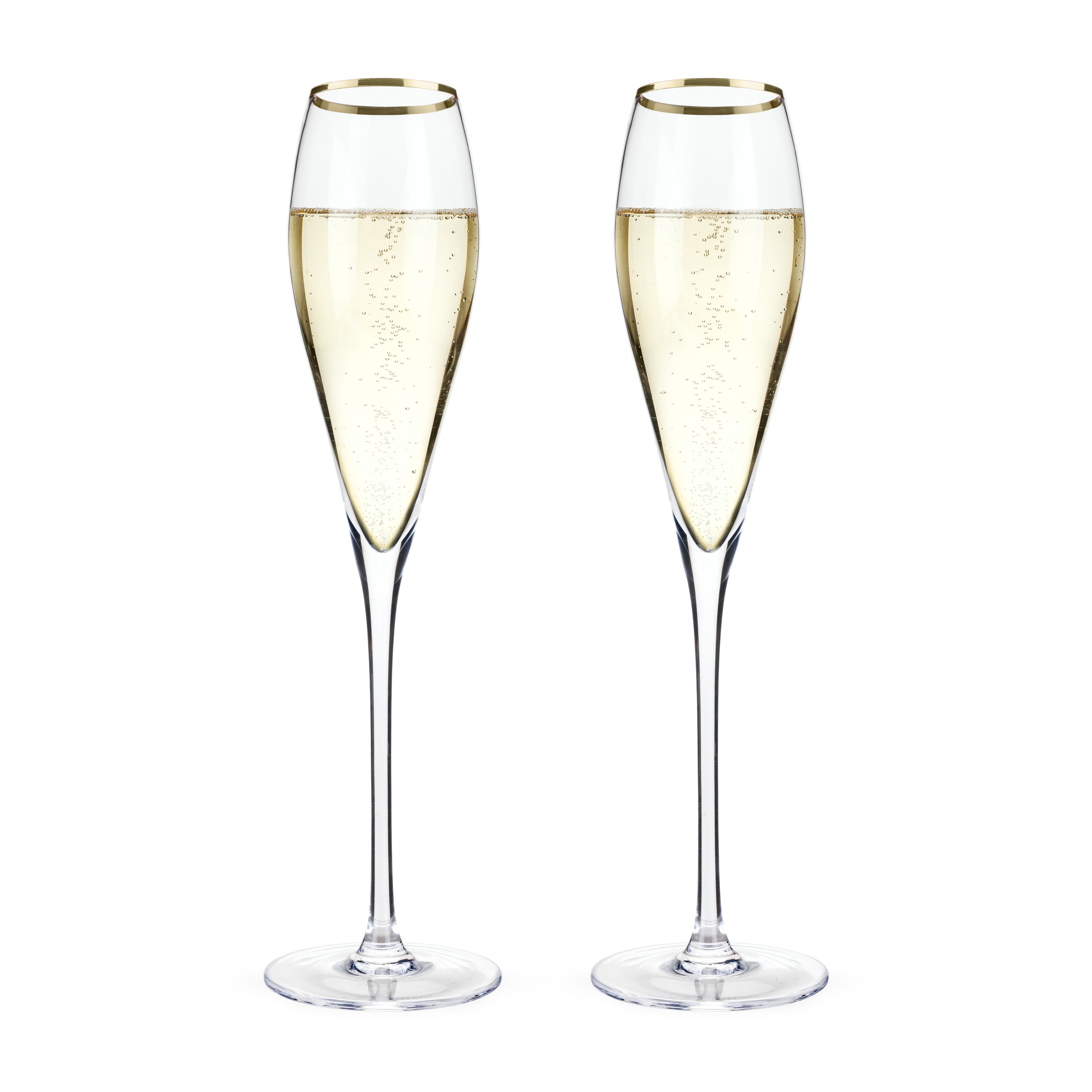 Viski Gold-Rimmed Crystal Champagne Flutes - Premium Crystal Clear Drinking  Glasses, Modern Stemmed Wine Martini Glass Set, Bar Glassware, Bridal Party  Housewarming Wedding Wine Gift - Set of 2, 8oz