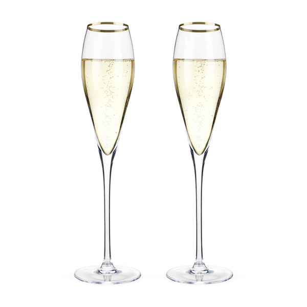 Viski Weighted Stemless Champagne Flutes - Modern Crystal Wine Martini  Mimosa Cocktail Glasses Round Footed Base, Bar Fluted Glassware,  Housewarming Wedding Champagne Gift - Set of 2, 9.5 oz, Clear