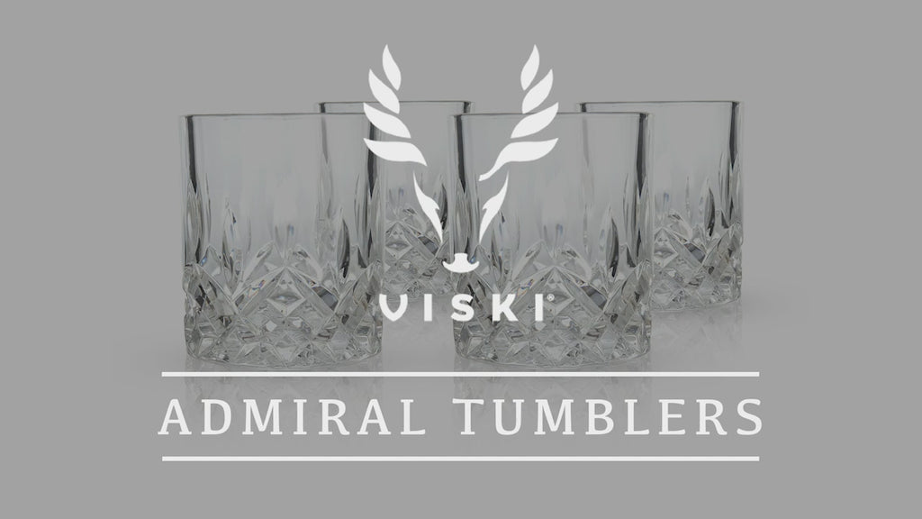 Viski Admiral Heavyweight Bourbon Glasses - Crystal Lowball Etched Cocktail  Glasses, Whiskey Glass Gift Set of 2 - 11 Ounces, Clear Finish