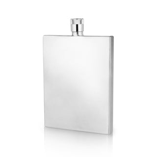 SLIM FLASK WITH SCREW TOP - Fill this hip flask with 2 oz. of your favorite liquor. This shiny silver flask has a matching screw-on lid for a secure seal. This also allows for easy drinking and ensures there are no leaks with this liquor flask.