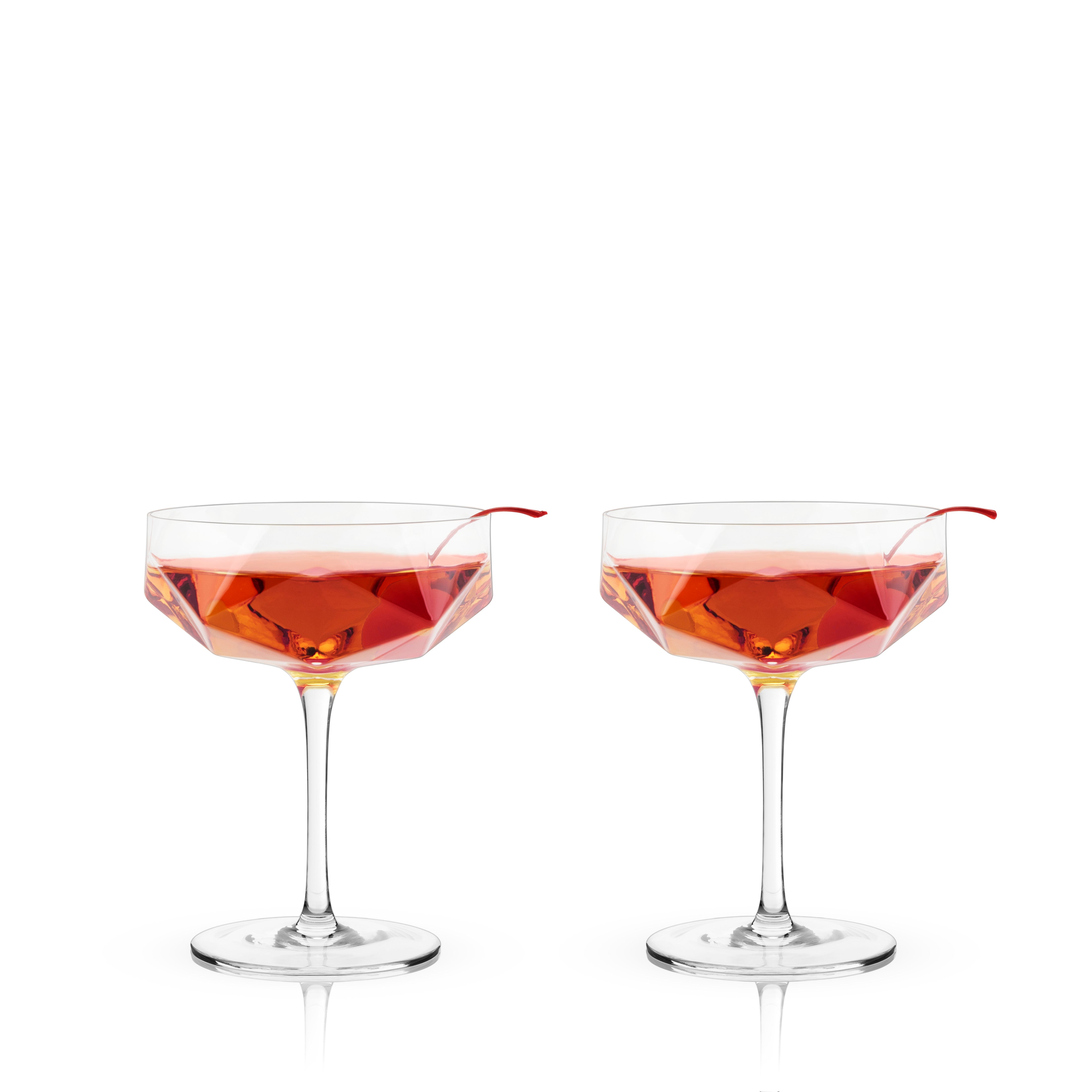 Viski Faceted Martini Glasses, Preium Crystaal Cocktail Coupe Glasses, Home  and Bar Drinkware, Stemmed Cocktail Glasses, Perfect Cocktail Glass Gift Set  of 2, 10oz