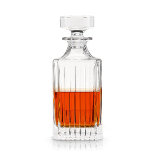 STUNNING CUT CRYSTAL LIQUOR DECANTER – With crystal clarity, subtle angular cuts, and a weighted base and stopper, this decanter looks great on a bar cart. Store your whiskey, Scotch, gin, vodka, or rum in style with this high-quality carafe.