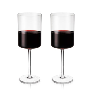 TWO STEMMED RED WINE GLASSES – This beautiful pair of wine glasses will enhance your finest vintages. Crafted with complex red wines like Cabernet Sauvignon or fruity Pinot Noir in mind, this gorgeous glassware is perfect for rich wine profiles.
