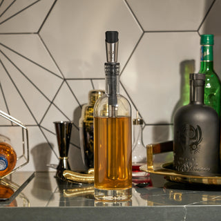 INCLUDES 500 ML BOTTLE, INFUSION ROD, AND 5 BOTANICALS - With a 500 ml bottle, infusion rod with built-in strainer and stopper/pourer, and 5 botanicals to get you started, this kit works with whiskey, gin, vodka, tequila, rum, and most liquors. 
