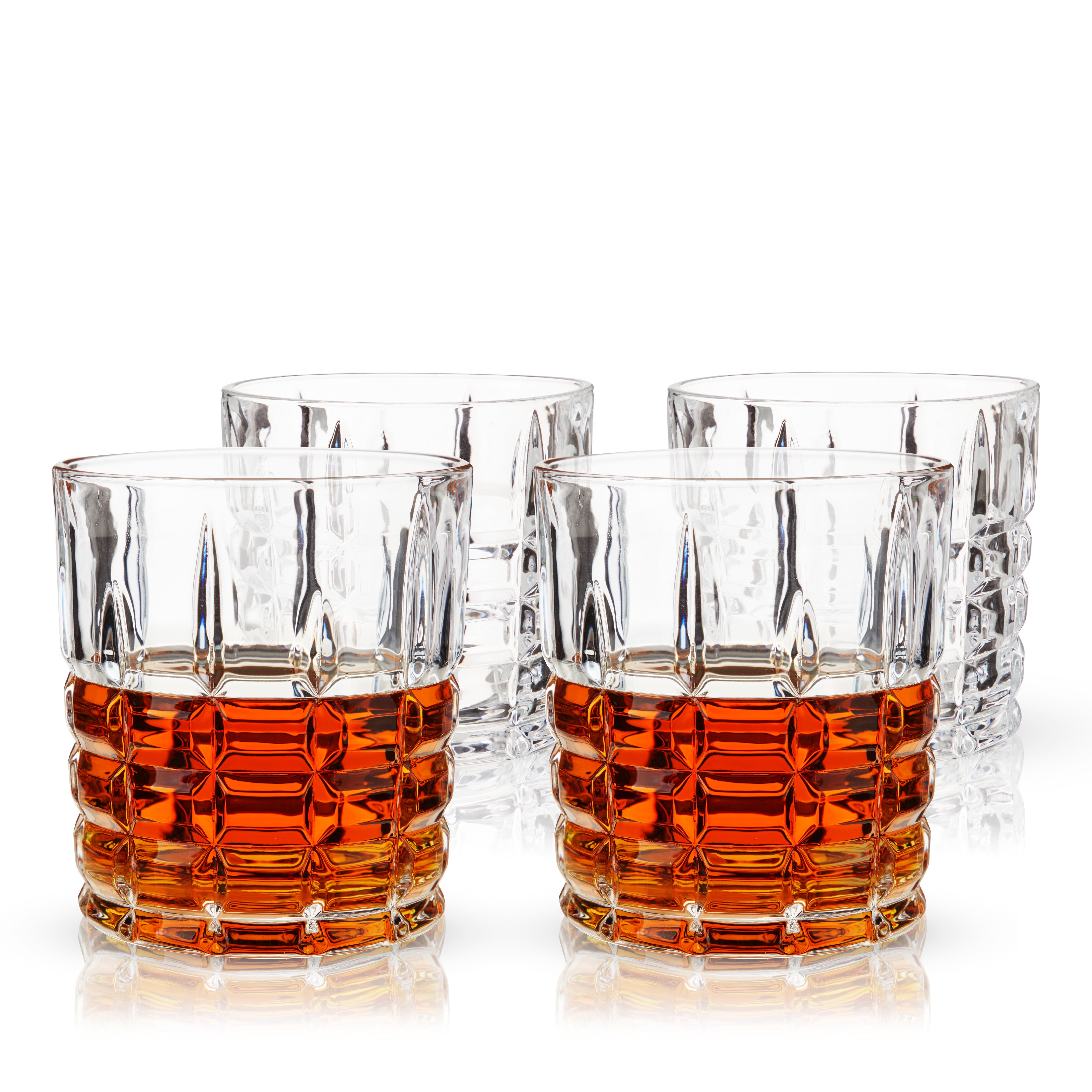 RorAem Whiskey Glasses - Crystal Whiskey Glasses Set of 4 Whiskey
