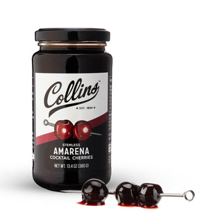 STEMLESS AMARENA CHERRIES – Discover a gourmet jar of Amarena cherries without stem. Deep purple and juicy, these cherries are perfect for those looking for an authentic option.
