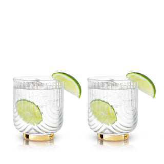 STYLISH COCKTAIL TUMBLERS – With their crystal clarity and gold-plated details, these tumblers look great on a bar cart. While they’re perfect for a classic double old fashioned, they give any craft cocktail extra pizazz.