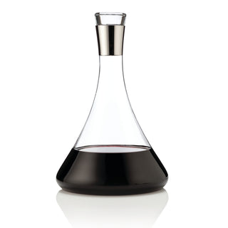 CHROME RIM WINE DECANTER - Modern angles and chrome accents give this Viski decanter a sleek, minimalist look with extra sparkle. Bring contemporary flair to your wine service and the best out of your finest vintages. Suitable for red and white wine.