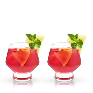 STEMLESS CRYSTAL PUNCH CUPS – This beautiful cocktail glassware is designed with precise angles and crystal clarity. Sleek and contemporary, these glasses look great on a bar cart or in your liquor cabinet and give some understated elegance to any drink.