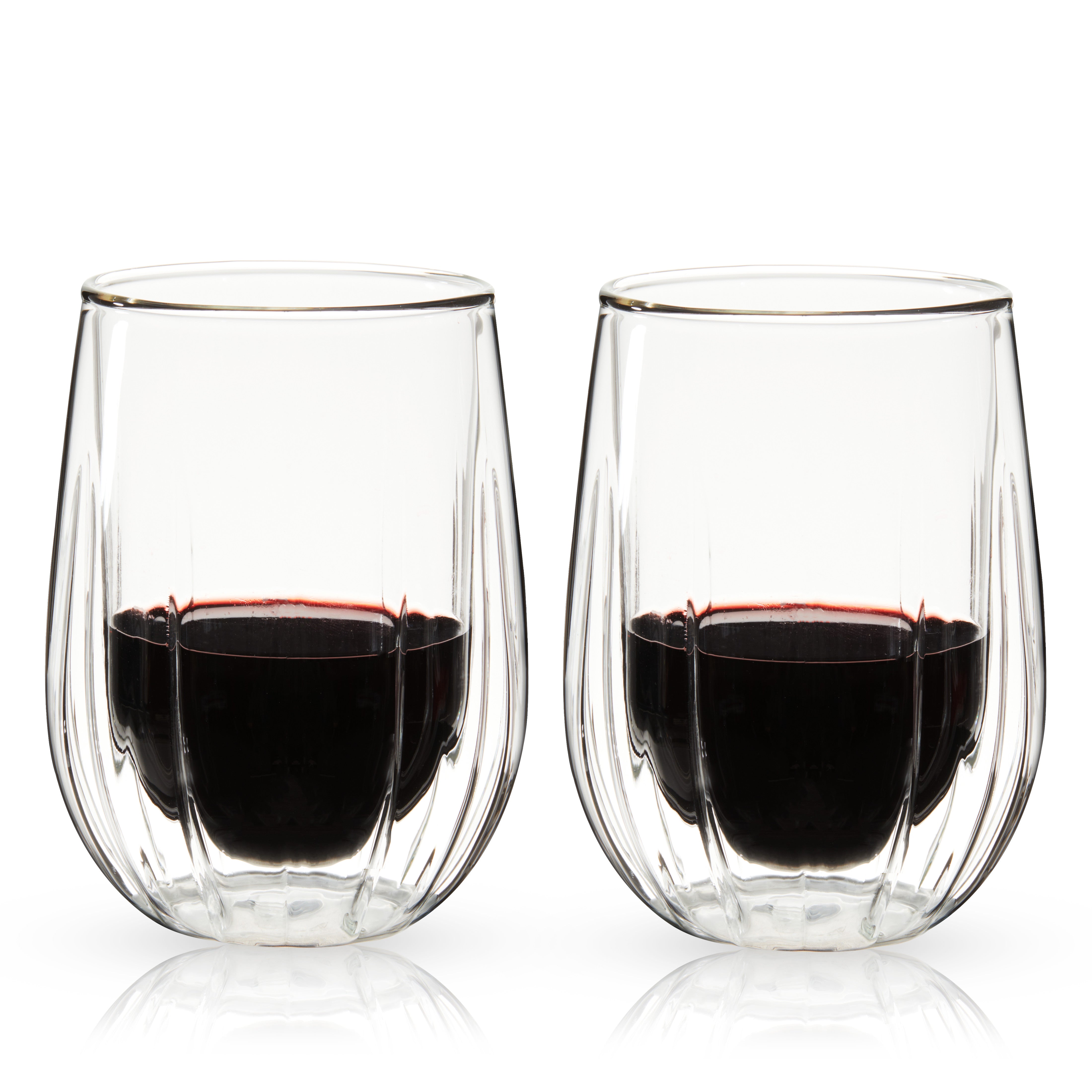 Double Wall Stemless Martini Glasses, Set of 2, Borosilicate Glass