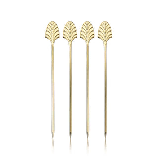 ART DECO GOLD COCKTAIL PICKS - Make your drinks look stylish with sleek, stunning polished gold cocktail picks for drinks. Perfect for parties or enjoying drinks on your own, these drink garnish picks shine with an art deco design and gold finish.