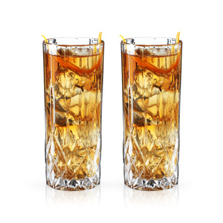 BEAUTIFUL CRYSTAL HIGHBALL GLASSES - Drink in style with these iconic highball tall glasses. Crafted from sparkling crystal, these luxury water glasses sport a faceted base for a traditional look, while the smooth rim creates the perfect sip.