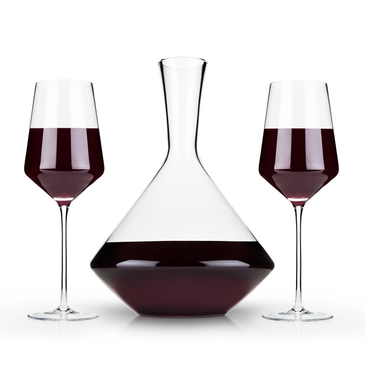 Viski Raye Angled Crystal Bordeaux Wine Glasses Set Of 2 - Premium