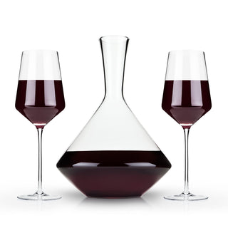 TWO STEMMED ANGLED WINE GLASSES - Combining crystal-clear clarity with precise angles, discover a pair of 16oz stemmed wine glasses that are perfect for getting the best from full-bodied red wine.