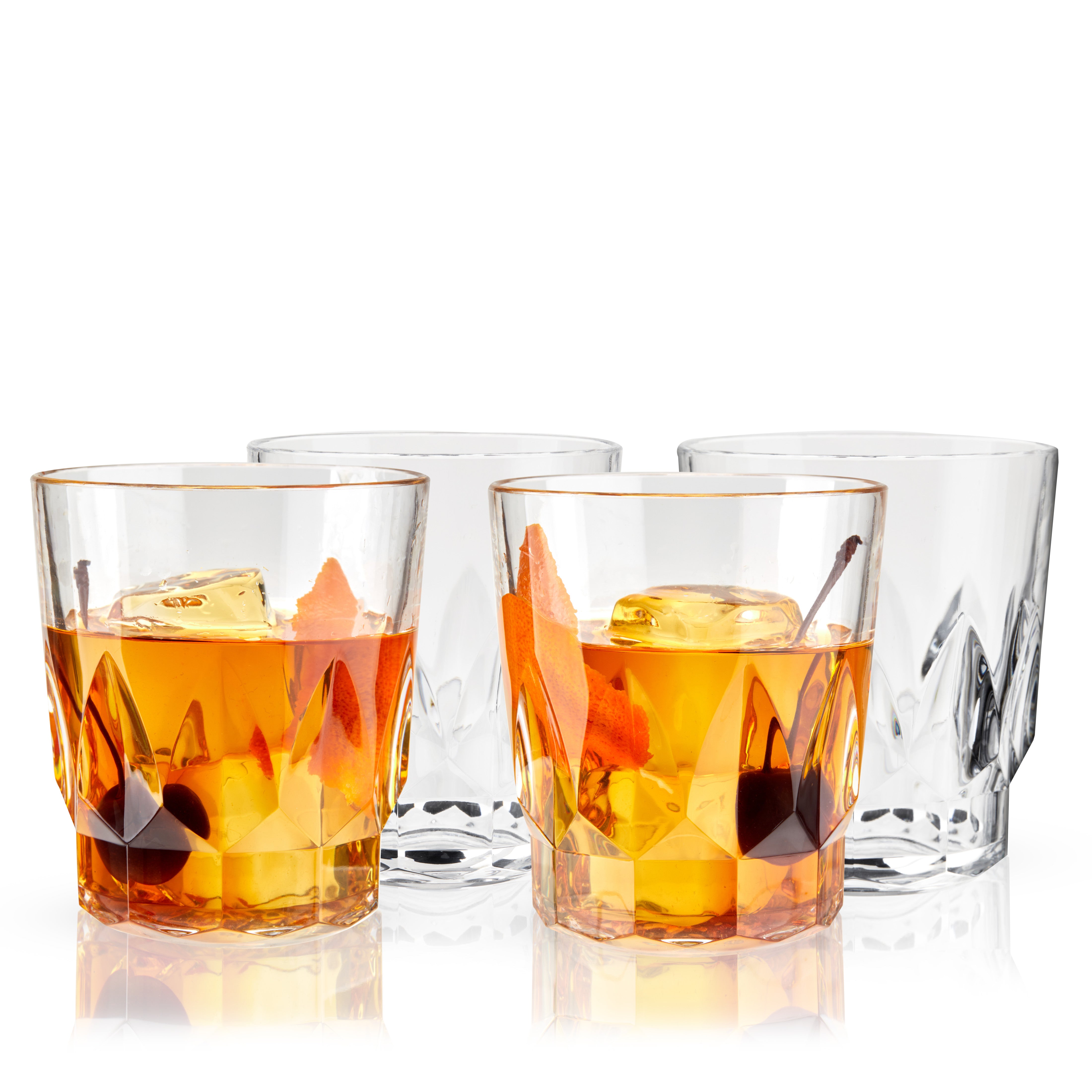 Diamond Whiskey Glasses, Stemless Bourbon Glass, Anti Rocking Drinking Glasses, Set of 2, Size: One size, Clear
