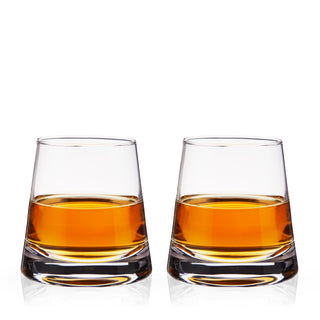 MINIMALIST CRYSTAL GLASS SET – This beautiful pair of cocktail glasses has a heavy, rounded base and smooth glass for a uniquely modern feel. This set of whiskey tumblers looks great on a bar cart or in your liquor cabinet.

